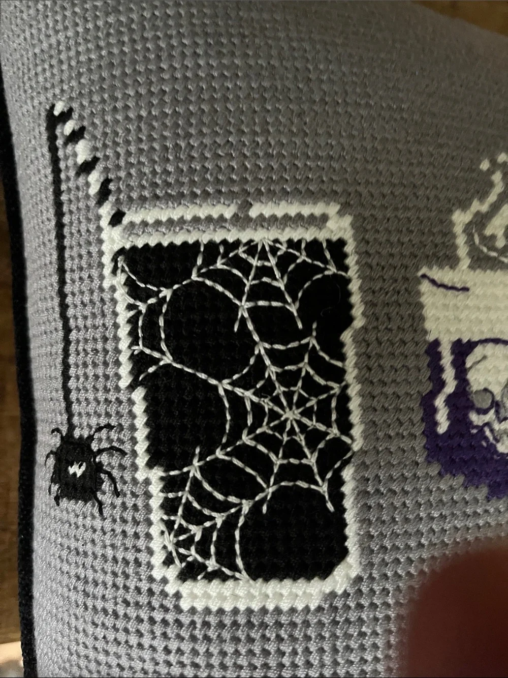 Martha Stewart Gray Halloween Cocktail Embroidered Pillow